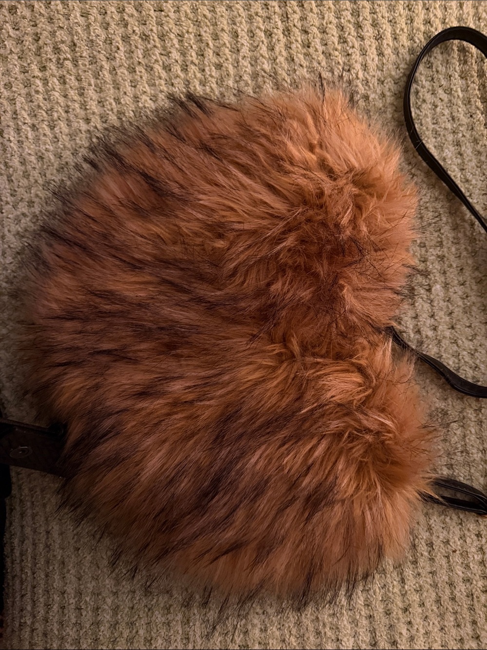 Faux Fur Heart Crossbody Bag in Warm Brown